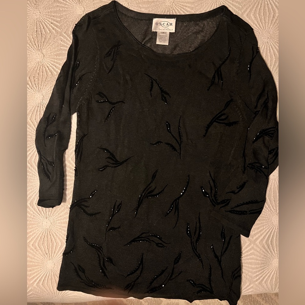 Oscar Black Embellished Women's Top